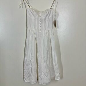 O.P.T White Midi Sundress with Button Front and Tie Straps